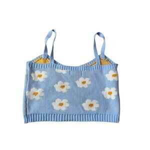 Altar'd State Womens Tank/Crop top, size Small; Lightweight Knit daisy print